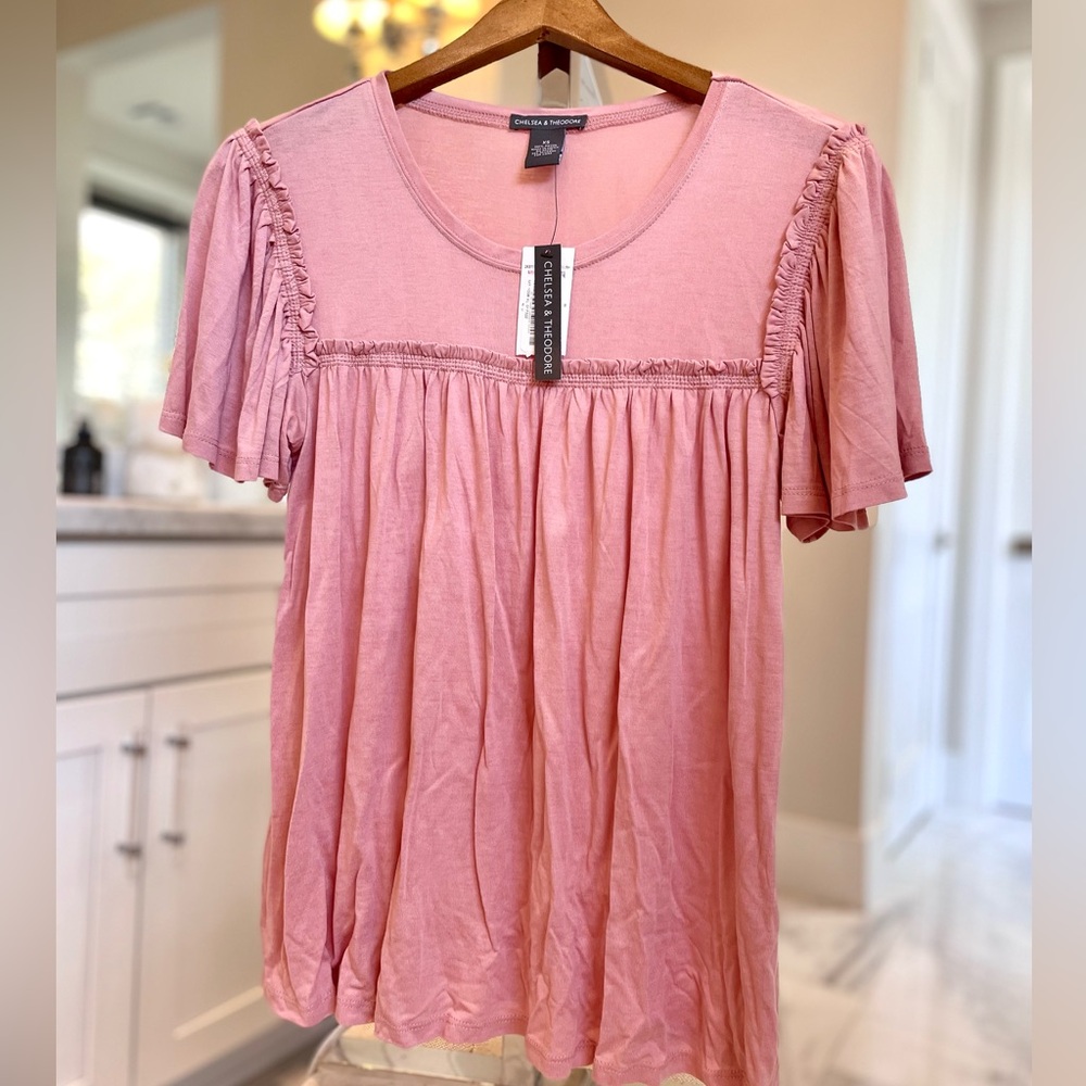 Chelsea & Theodore pink soft blouse